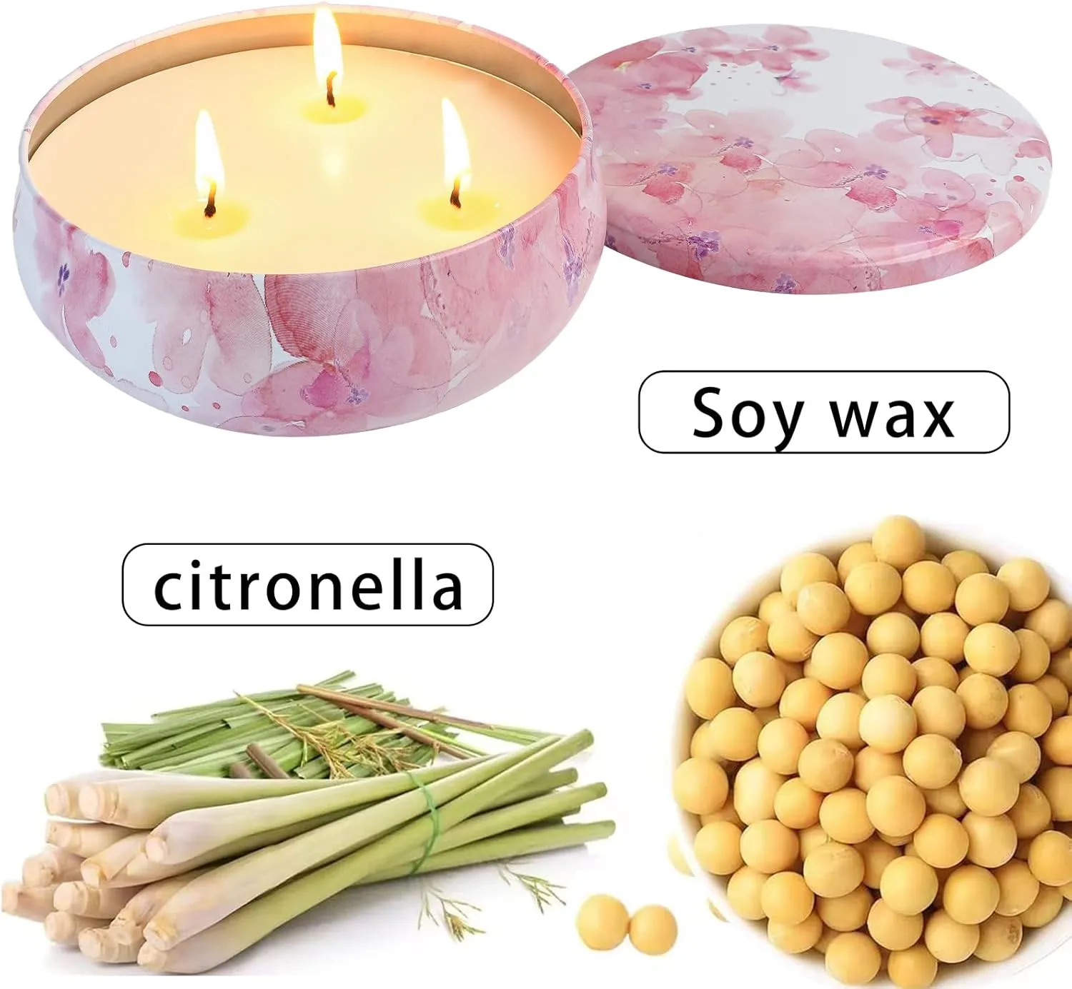 Large Citronella Candles, 2 Packs 13.5oz, Indoor and Outdoor,Outdoor Parties, Camping