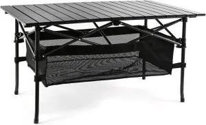 Large Outdoor Folding Picnic Camping Table, 55"X 27.56"Portable Aluminum Table with Storage Carry Bag, 4-6 Persons Portable Roll Up Lightweight Picnic Table, for RV Travel, Camping, Beach, Backyard
