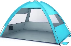 Large Portable Beach Tent for Family Camping UPF Ventilation Lightweight Travel Tent for People Easy Setup Includes Carrying Bag Light