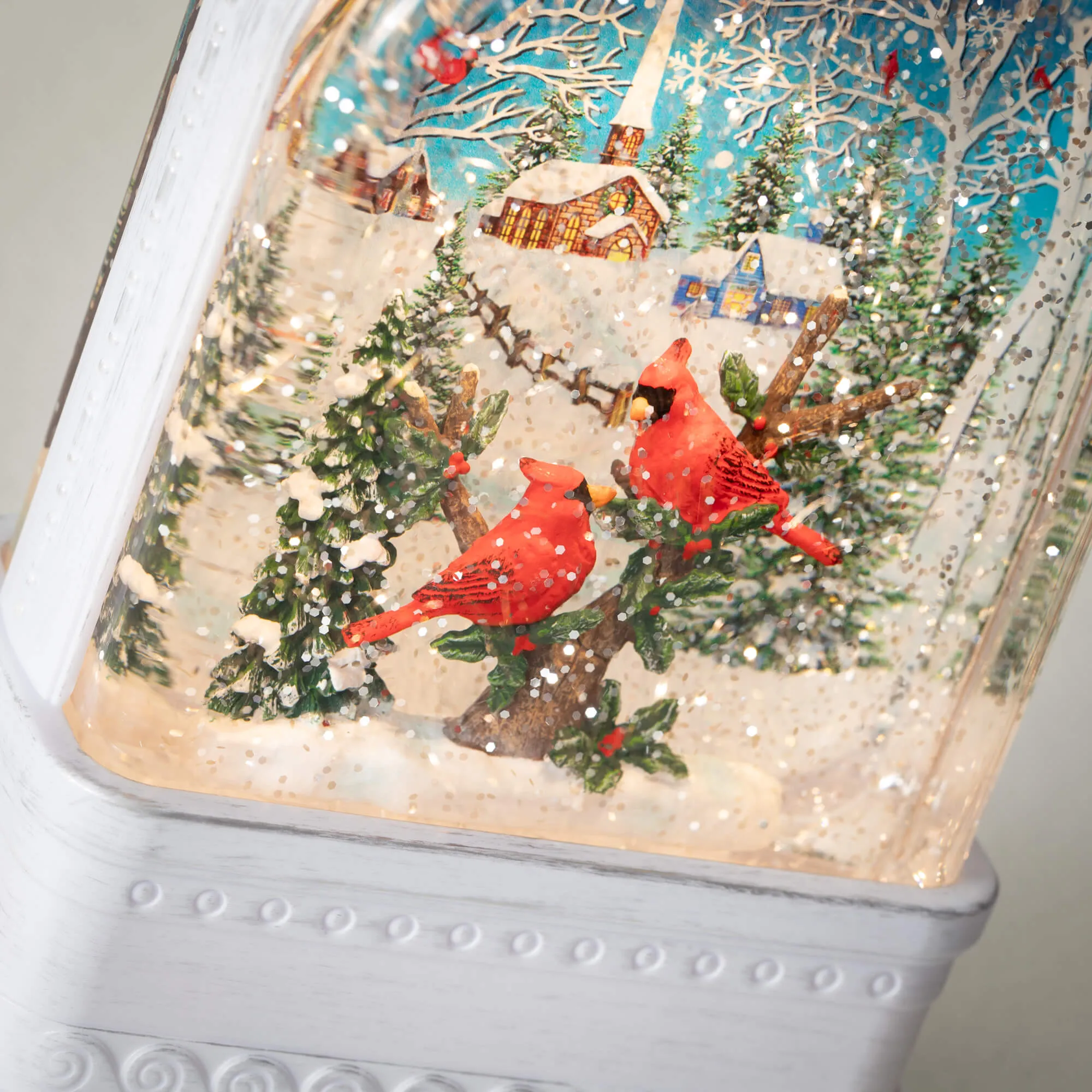 Led Cardinal Shimmer Lantern