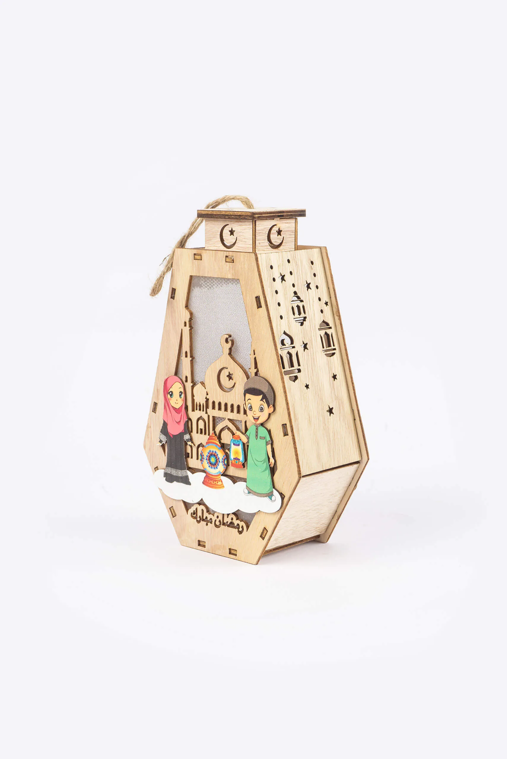 LED Kids Ramadan Wooden Lantern