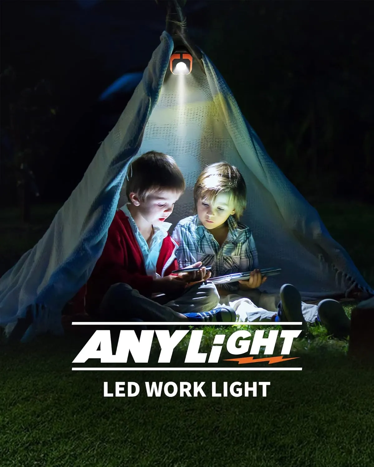 Led Work Light with 4 Modes,1200LM Portable COB Magnetic Light,3350mAh Recharge Spotlight and Floodlight,150° Rotate IP65 Waterproof for Car Repair, Camping, Grill (1 Pack Without Hook)