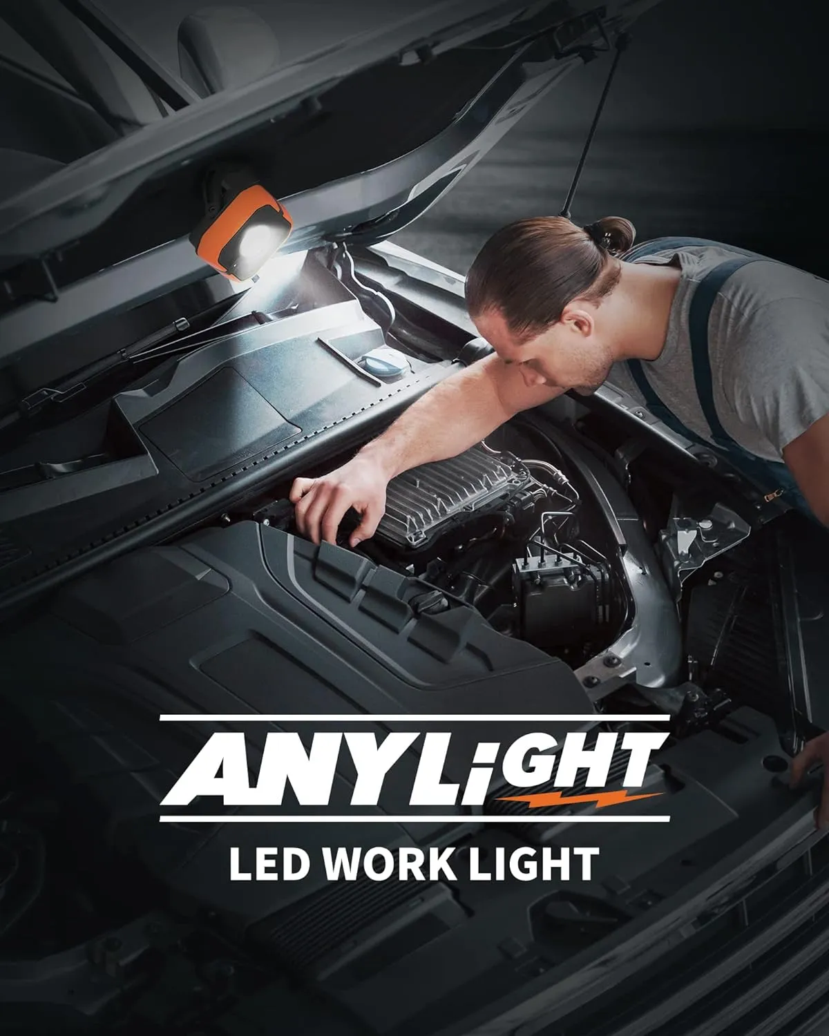 Led Work Light with 4 Modes,1200LM Portable COB Magnetic Light,3350mAh Recharge Spotlight and Floodlight,150° Rotate IP65 Waterproof for Car Repair, Camping, Grill (1 Pack Without Hook)