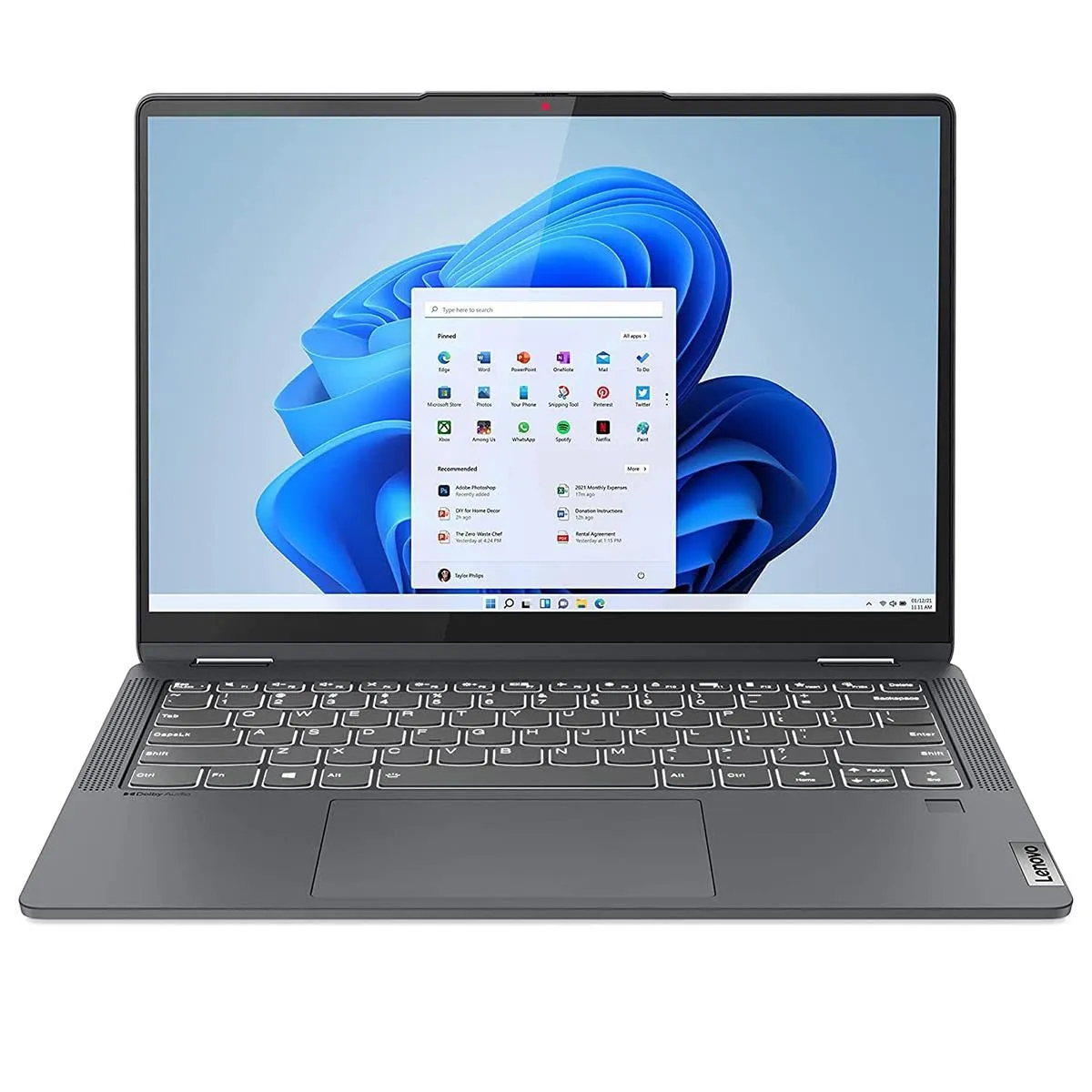 Lenovo Flex 5 Laptop, 14.0" FHD Touch Display, AMD Ryzen 5 5500U, 16GB RAM, 512GB Storage, AMD Radeon Graphics, Windows 11 Home, Storm Grey