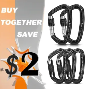 Locking Climbing Carabiner Heavy Duty UIAA Certified 42kn (9441 lbs) and 25kn (5620 lbs) Safety Caribeaner Clips - Large Rock Mountain Caribiniers for Rescue Firefighter