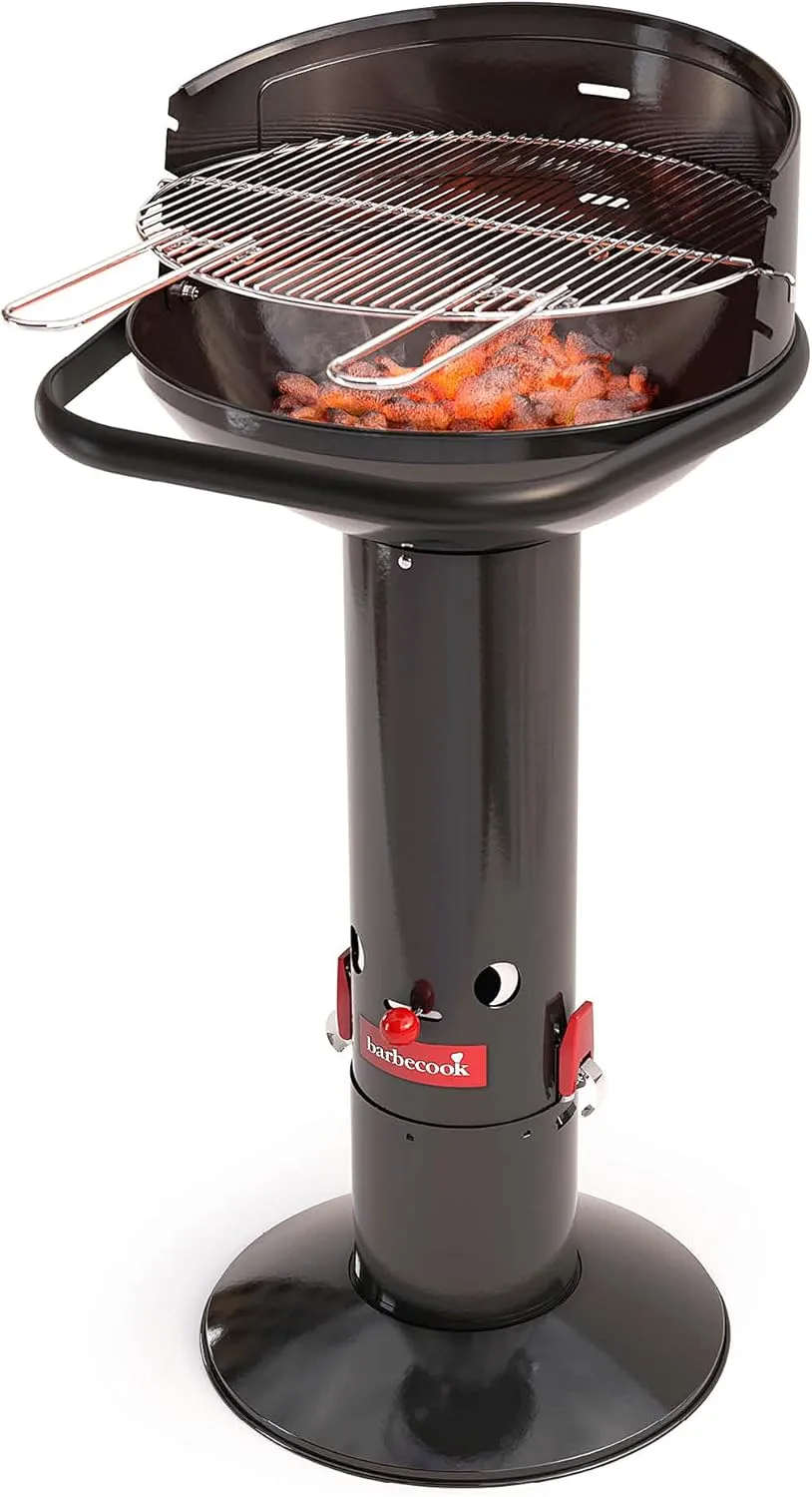 Loewy 45 Charcoal Barbecue BBQ with Wind Protection, Barbecue for 6 People, Black, 43 x 43 x 97 cm
