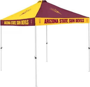 Logo Brands NCAA Arizona State Sun Devils 9 x 9 Foot Pinwheel Tailgating Checkerboard Canopy Tailgate Tent - 9' x 9', Vented Roof, Adjustable Height, Wheeled Carrying Bag, Powder Coated Steel