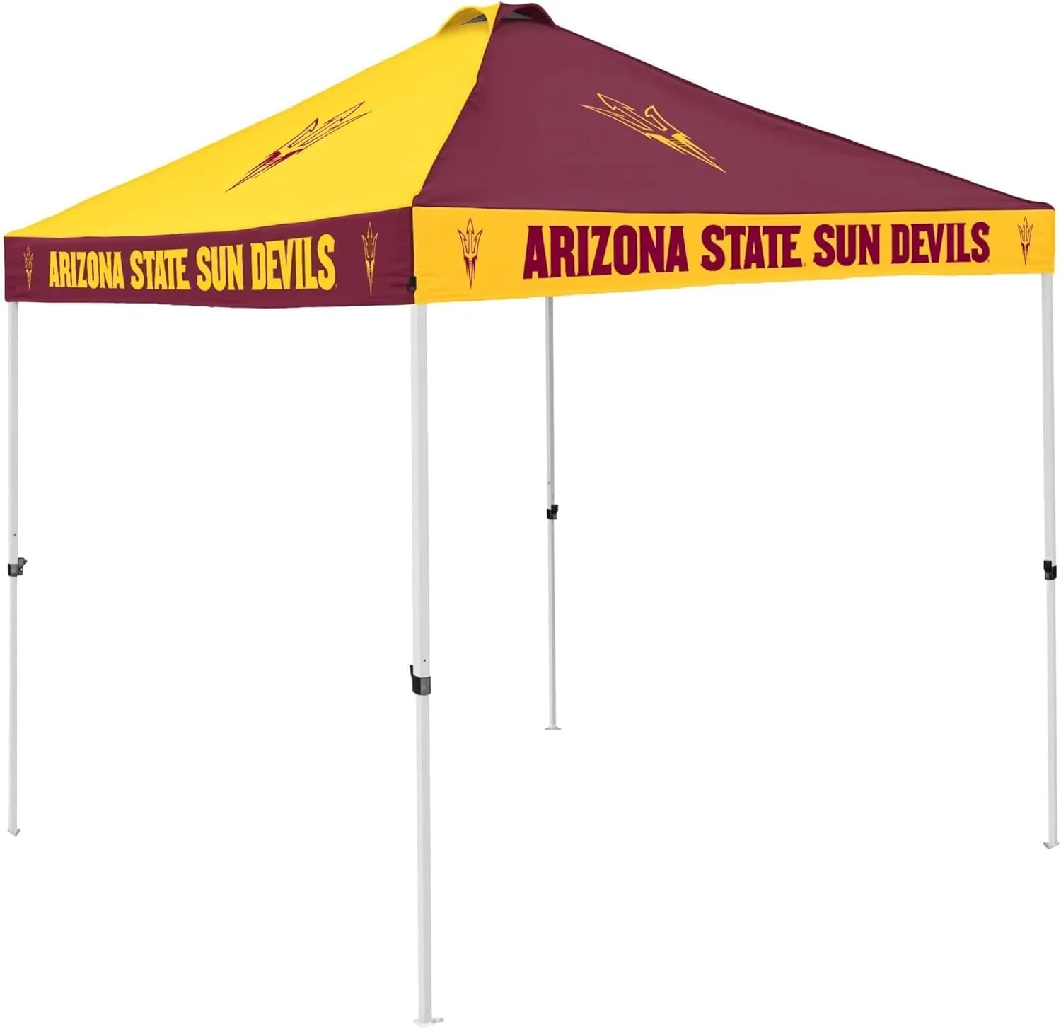 Logo Brands NCAA Arizona State Sun Devils 9 x 9 Foot Pinwheel Tailgating Checkerboard Canopy Tailgate Tent - 9' x 9', Vented Roof, Adjustable Height, Wheeled Carrying Bag, Powder Coated Steel