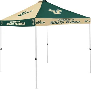 Logo Brands NCAA South Florida Bulls 9 x 9 Foot Pinwheel Tailgating Checkerboard Canopy Tailgate Tent - 9' x 9', Vented Roof, Adjustable Height, Wheeled Carrying Bag, Powder Coated Steel