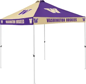 Logo Brands NCAA Washington Huskies Checkerboard Canopy Tailgate Tent - 9' x 9', Vented Roof, Adjustable Height, Wheeled Carrying Bag, Powder Coated Steel