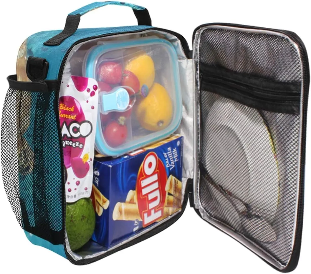 Lunch Box Bag Ocean Sea Animal Turtle Dolphin Lunchbox Insulated Thermal Cooler Ice Adjustable Shoulder Strap for Women Men Boys Girls