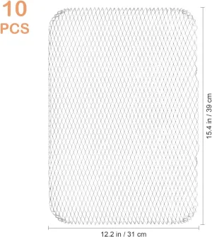 Luxshiny BBQ Grill Mesh Mat: 10Pcs Disposable Aluminum Grill Topper Broiler Net Pans Non-Stick Cooking Grid Grates Pad Baking Tools for Outdoor Camping Barbeque Picnics Backpacking Backyards