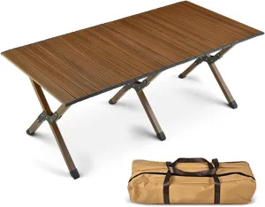 MaGiLL Roll Up Aluminum Folding Table for Outdoor Camping BBQ with Carry Bag Portable Beach Camp Table for Travel Picnic Garden Balcony,Quick Installation(Size:65x46x38CM(2People)) ()