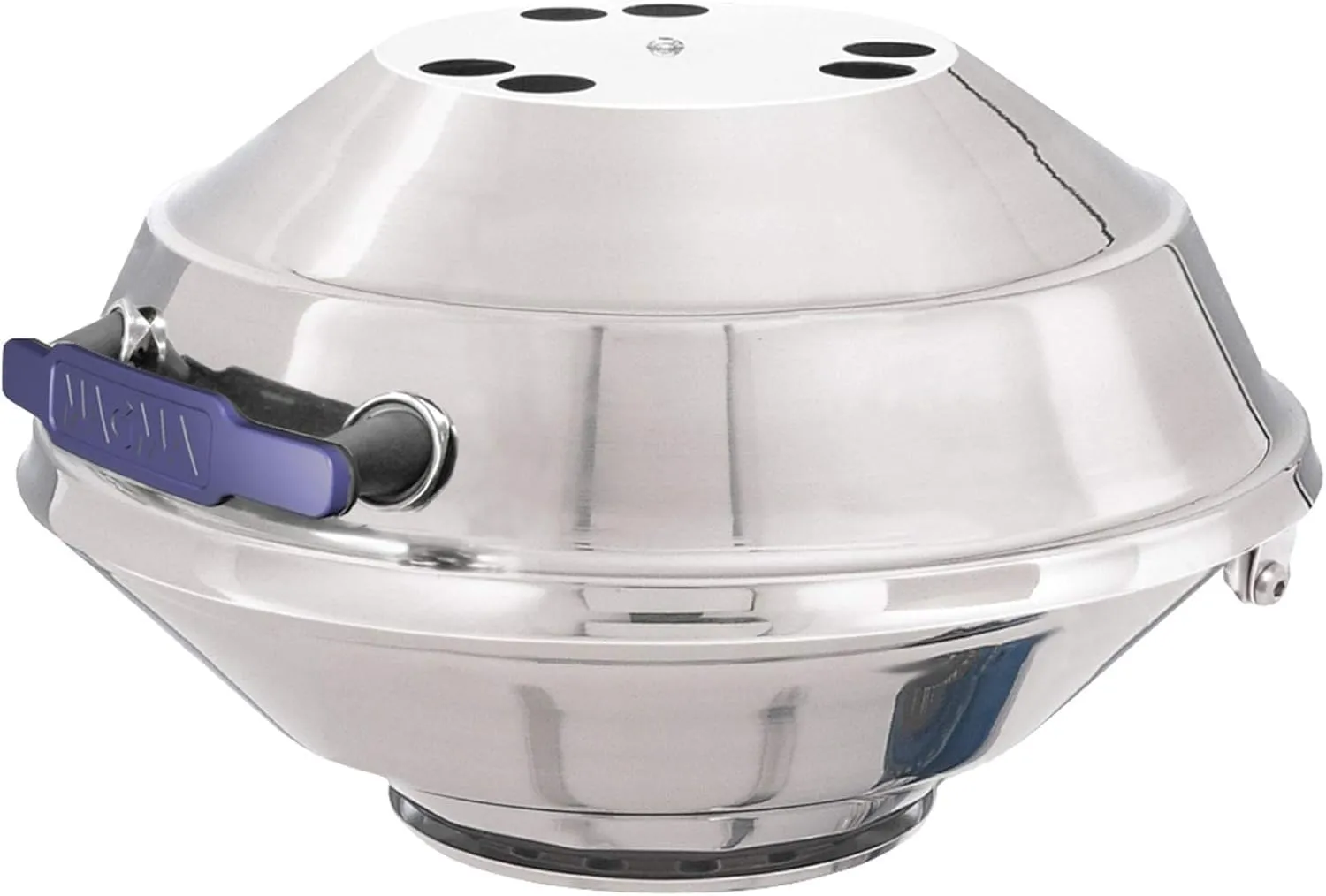 Magma A10-215 Marine Kettle Portable Gas Grill - Stainless Steel BBQ for Boats - Wind-Resistant Design, Safe Propane Connection, Stay Cool Handle - 17" Diameter