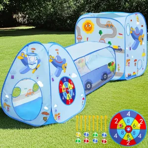 MAIKEHIGH Kids Play Tent with Tunnel and Ball Pit, 3 in 1 Pop Up Toddler Tents Indoor Outdoor Playhouse, Birthday Holiday Toy Gift for Children Baby Girls Boys, 8 Dart Balls Included
