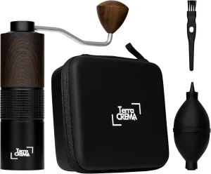 Manual Coffee Grinder – CNC Stainless Steel Conical Burr, Adjustable Hand Crank Grinder for Espresso, Pour Over, French Press – Compact & Portable with Travel Case, Brush & Blower