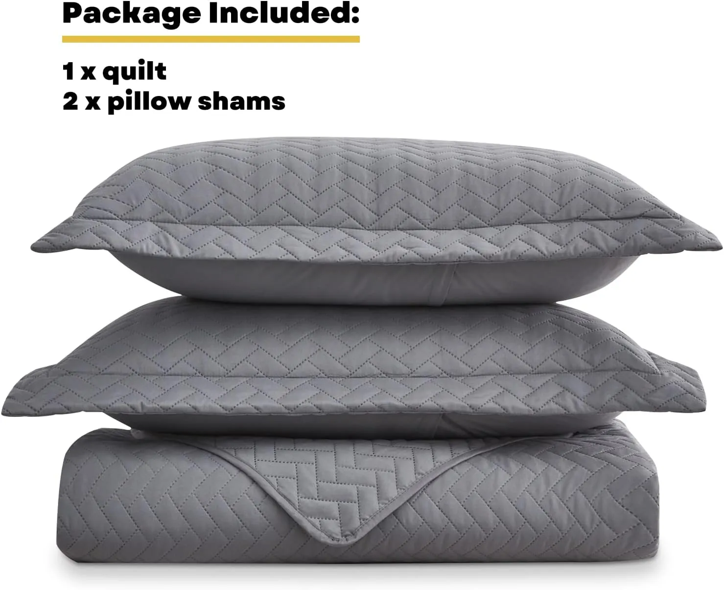 Maple&Stone Quilt Set Queen Size, Lightweight Grey Bedspread Ultrasonic Chevron Pattern Light Coverlet for All Season Comforter Bedding Decor - 3 Piece Full Bed Cover Sets