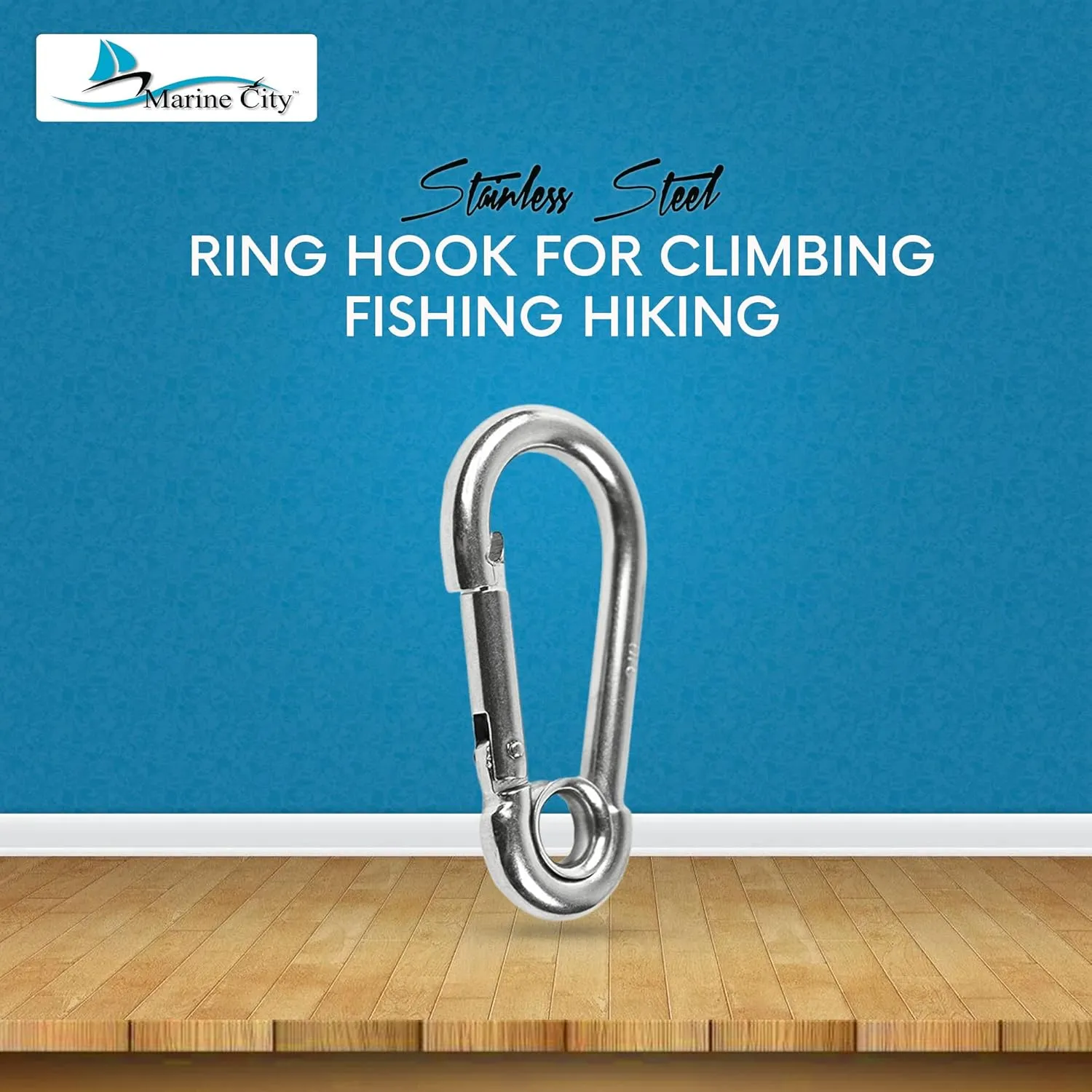 MARINE CITY Carabiner Clip Snap Hook with Ring - 316 Stainless Steel 3-1/2 Inches Ideal for Climbing, Fishing, Hiking, Boating, Sailing, Camping