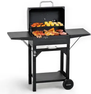 MASTER COOK Charcoal Grill with Two Side Tables, Heavy-duty Steel Barbecue BBQ Grill for Outdoor Picnic Backyard Patio and Parties, 43"*38"*17"