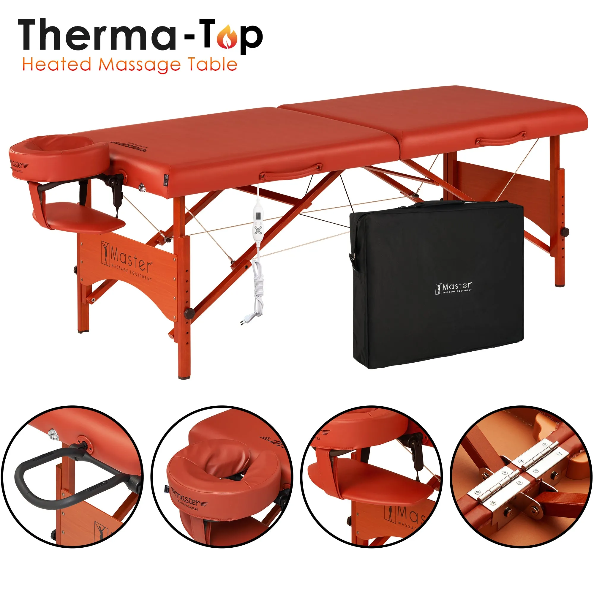 Master Massage 28" FAIRLANE™ Portable Massage Table Package with Therma-Top® - Adjustable Heating System! (Cinnamon Color)