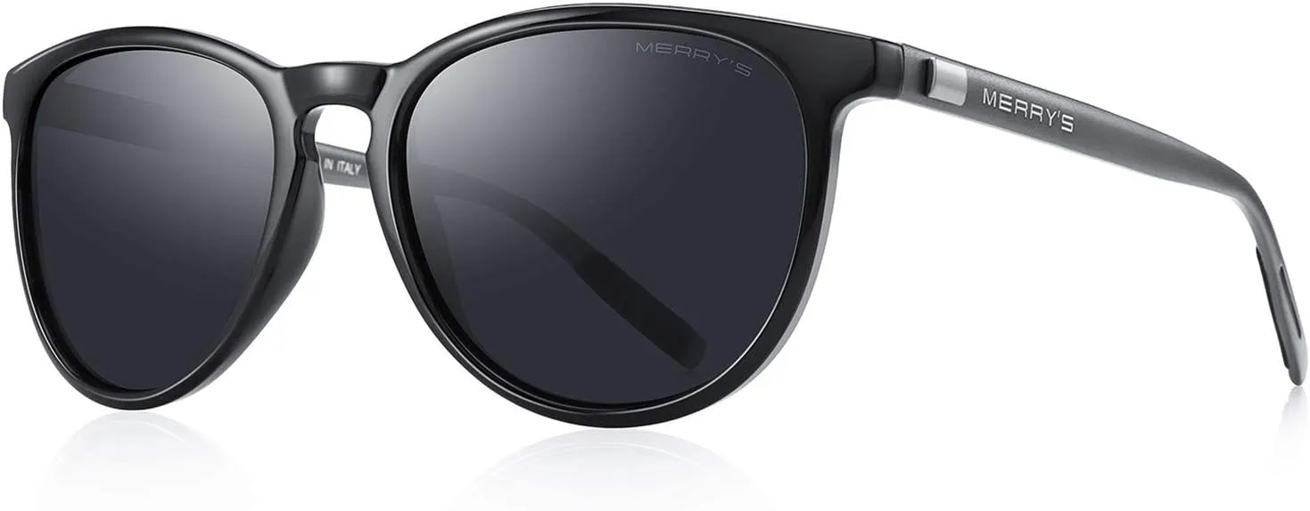 MERRY'S Polarized Sunglasses for Women Men Vintage Retro Classic Round Frame Aluminum Legs S8288
