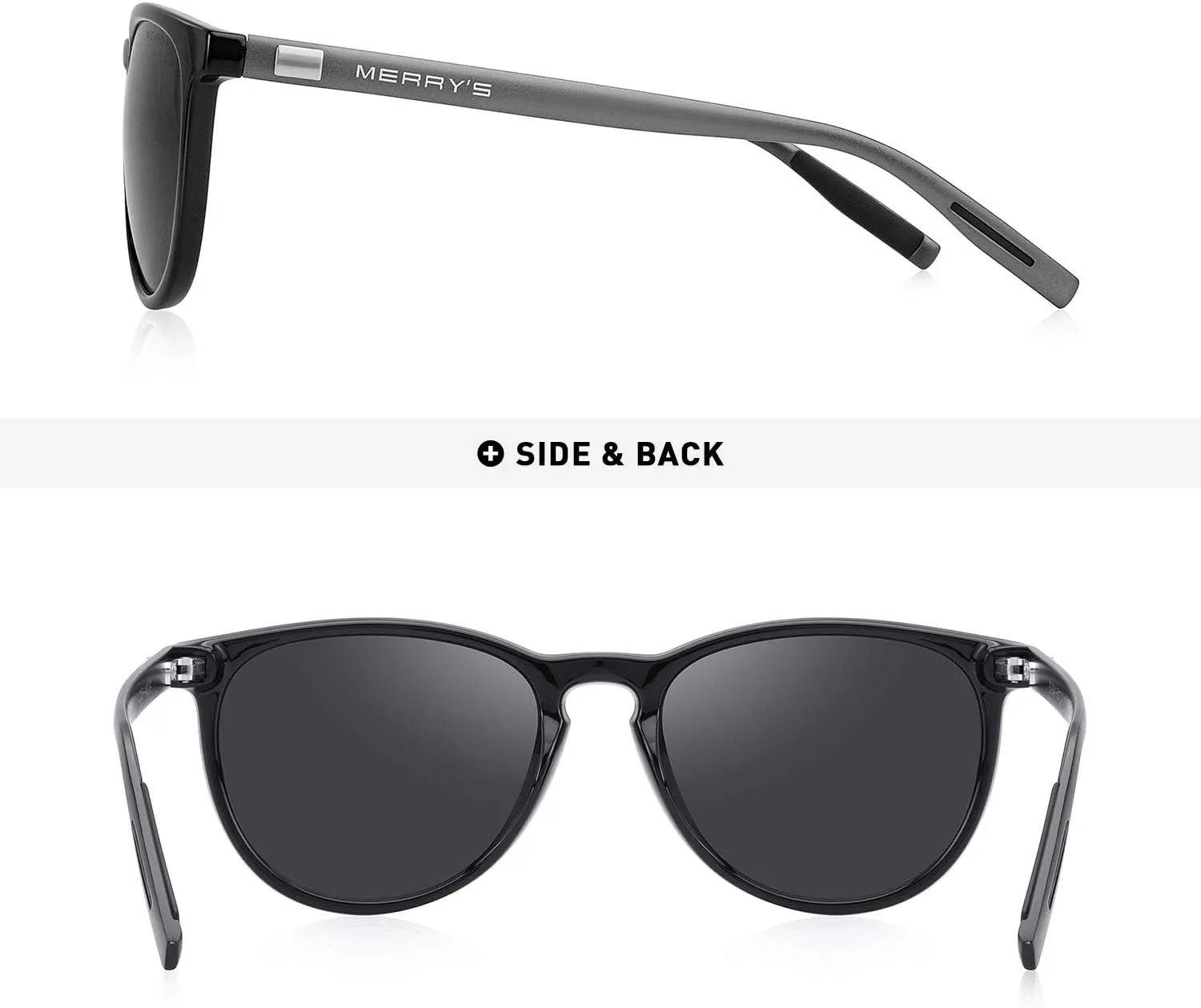 MERRY'S Polarized Sunglasses for Women Men Vintage Retro Classic Round Frame Aluminum Legs S8288