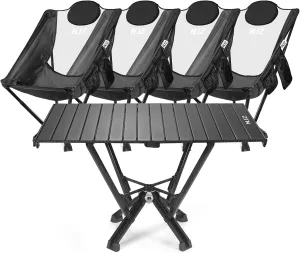 Metal Camping Folding Table, High Back Camping Chairs with Carry Bag [Bundle Sale: 5 Packs]