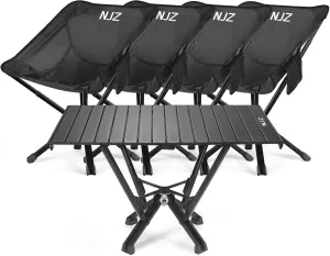 Metal Folding Table, Lightweight Camping Chairs with Carry Bag [Bundle Sale: 5 Packs]