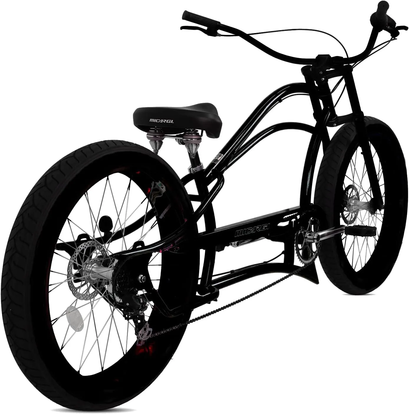 MICARGI 26" 7/GT7/3I DS Speed Bicycles Boston Chopper-Style Stretch Cruiser Bikes, Hi-Ten Steel Frame for Adult Women Men,Multiple Colors