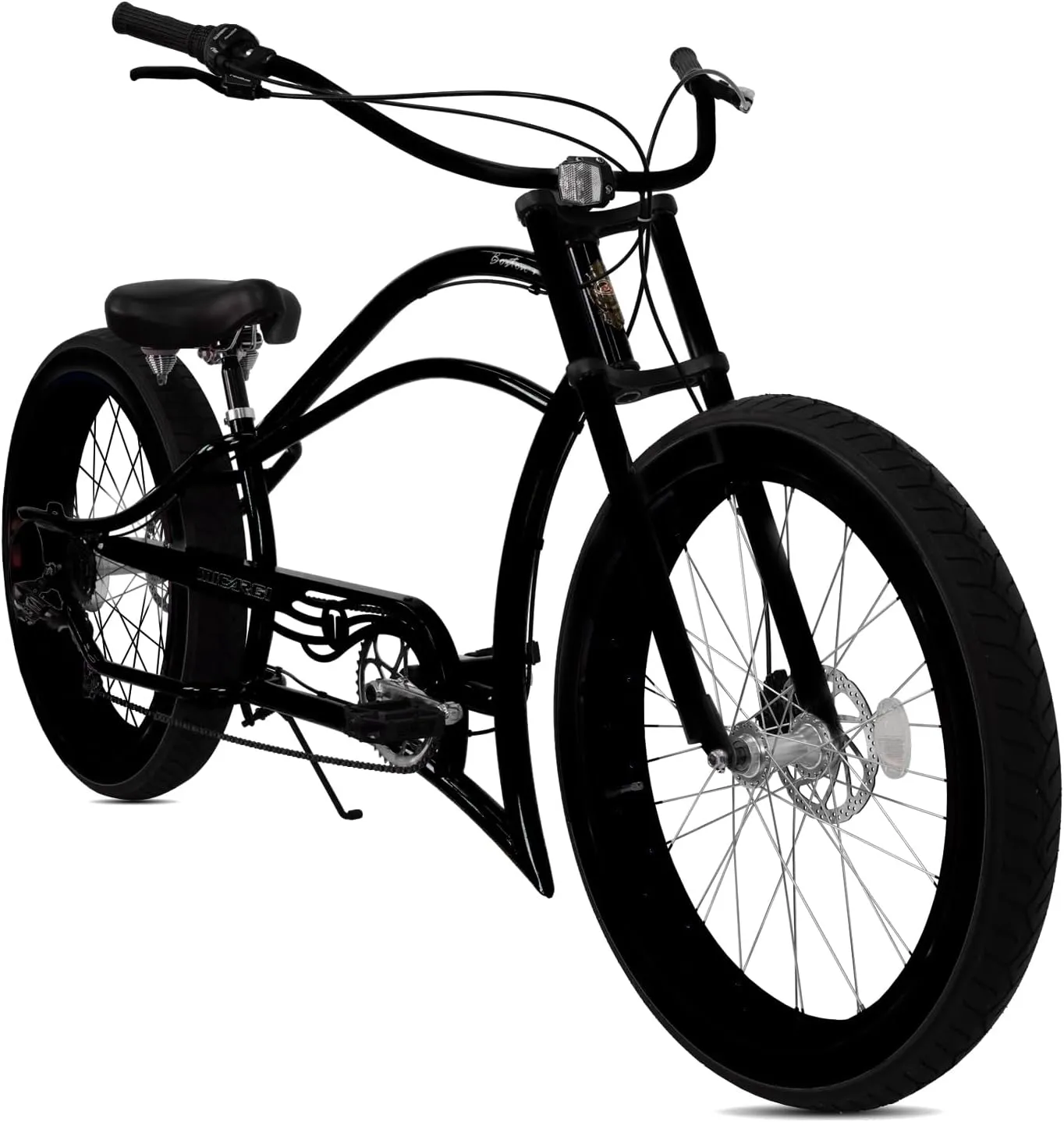 MICARGI 26" 7/GT7/3I DS Speed Bicycles Boston Chopper-Style Stretch Cruiser Bikes, Hi-Ten Steel Frame for Adult Women Men,Multiple Colors
