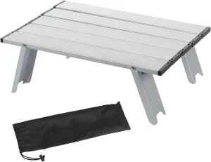 Mini Folding Camping Table, Ultralight Aluminum Beach Table with Solid Construction and Strong Load-Bearing, Portable Collapsible Table for Outdoor Picnic, Traveling (White)