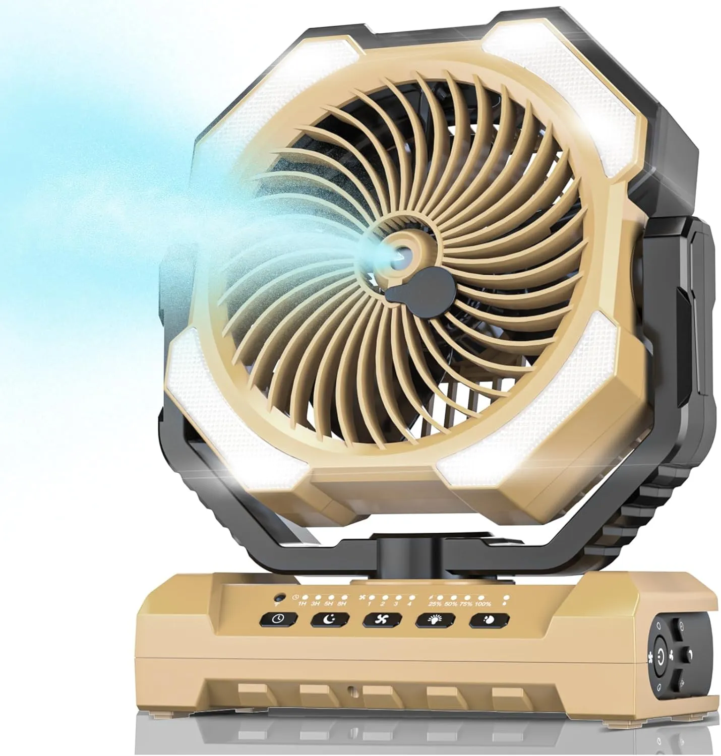Misting Fan Portable with 250ml Water Tank, 24000mAh Rechargeable Cooling Fans for Outside, Outdoor Water Misters with 2 Mist Modes, Remote Control Camping Fan with Timer for Patios, Beach, Tents