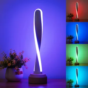 Modern Desk Light RGB Wood Table/ Bedside Lamp 7 Color-Changing Natural Beech Night Light for Living Room Bedroom Game Room Creative Home Decor, Unique Romantic Funny Gifts
