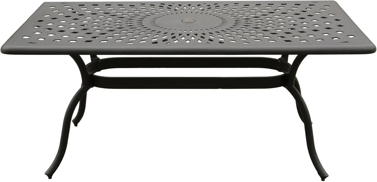 Modern Outdoor Mesh Aluminum Black 67-in Rectangle Patio Dining Table