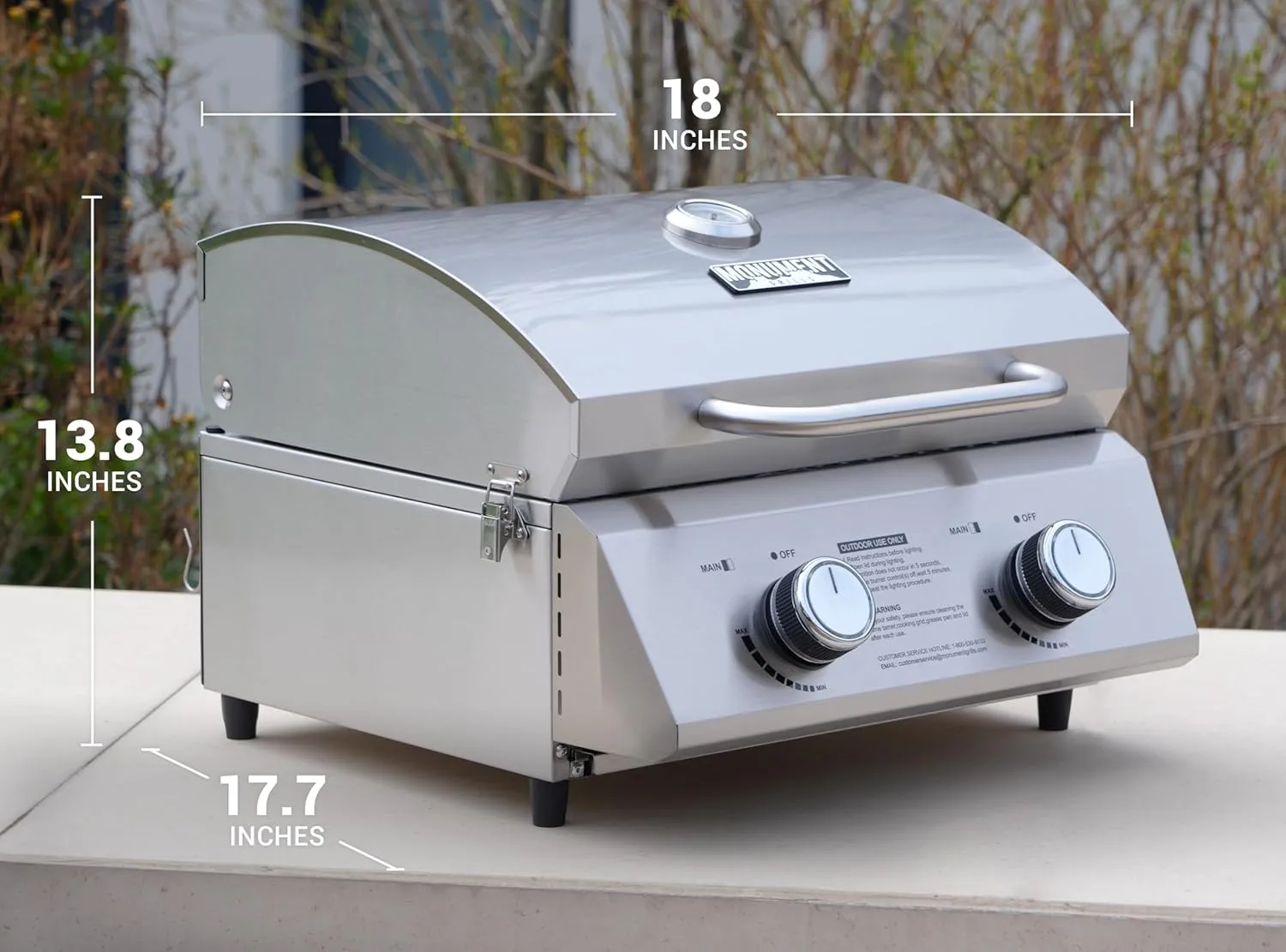 Monument Grills Tabletop Propane Gas Grill for Outdoor Portable Camping Cooking with 1 Pound Tank Adapter(2 items)