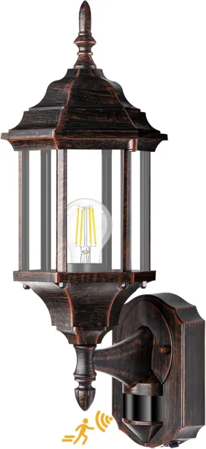 Motion Sensor Outdoor Lights, 16 inch Dusk to Dawn Outside Porch Lights, Waterproof Anti-Rust Aluminum Outdoor Wall Lights for House, Garage, Front Door, Antique Black and Bronze Gold