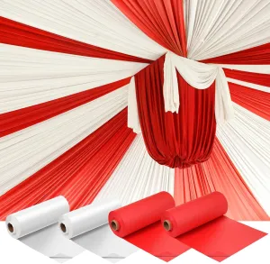 Moukeren 40 x 100'' Circus Tablecloth Roll Plastic Tablecloth Disposable DIY Carnival Tent Party Supplies for Big Top Tent Backdrop Curtains Ceiling Wall Drapes (4 Roll)