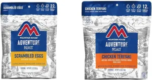 Mountain House Scrambled Eggs with Bacon | Freeze Dried Backpacking & Camping Food & Chicken Teriyaki with Rice | Freeze Dried Backpacking & Camping Food | 2 Servings | Gluten-Free
