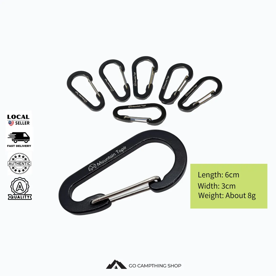 Mountain Tapir 6cmx3cm Aluminum Alloy Carabiner, Locking Carabiner, Key Holder Multi-Functional Household Hook