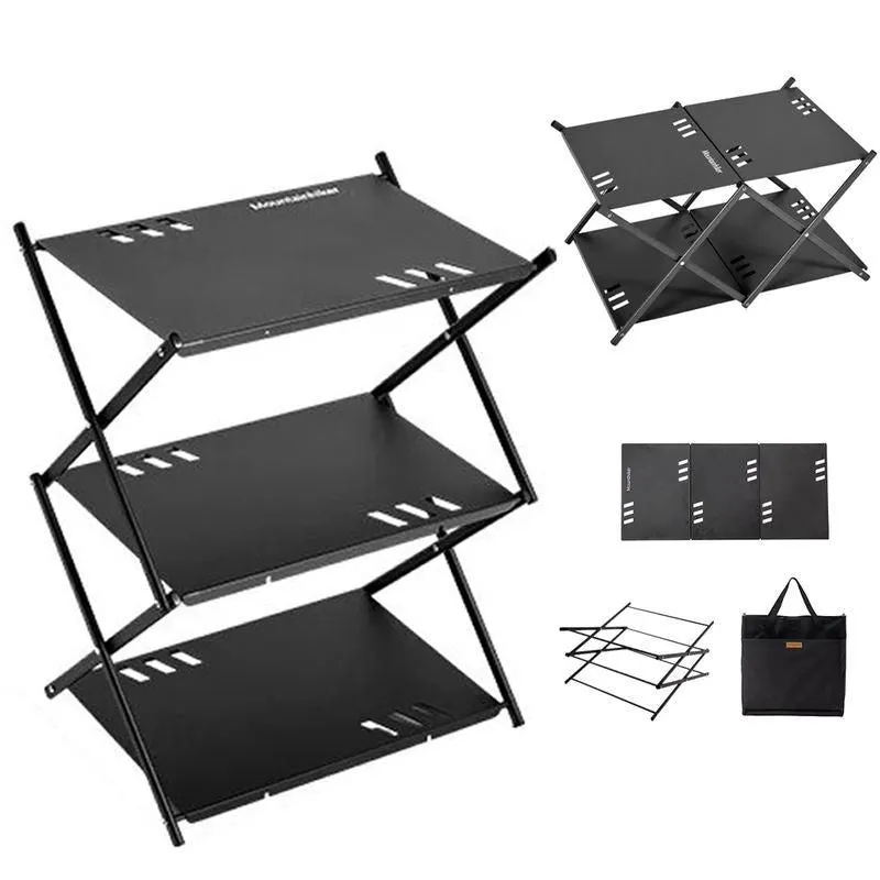 Multi-Level Portable Folding Camping Shelf – Aluminum Outdoor BBQ Table Rack