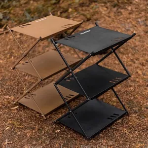 Multi-Level Portable Folding Camping Shelf – Aluminum Outdoor BBQ Table Rack