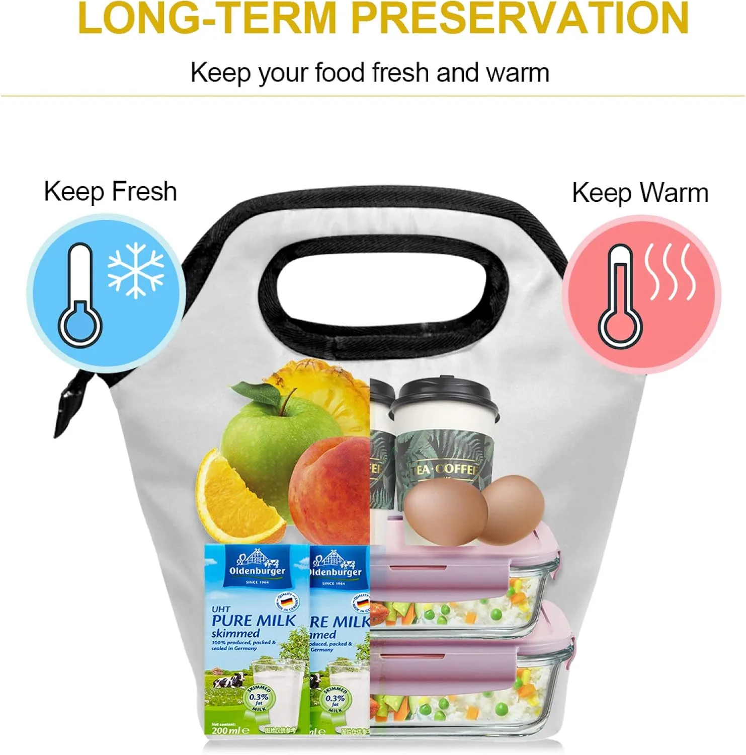 Naanle Mermaid Scale Insulated Zipper Lunch Bag Cooler Tote Bag for Adult Teen Men Women, Ocean Mermaid Lunch Boxes Lunchboxes Meal Prep Handbag