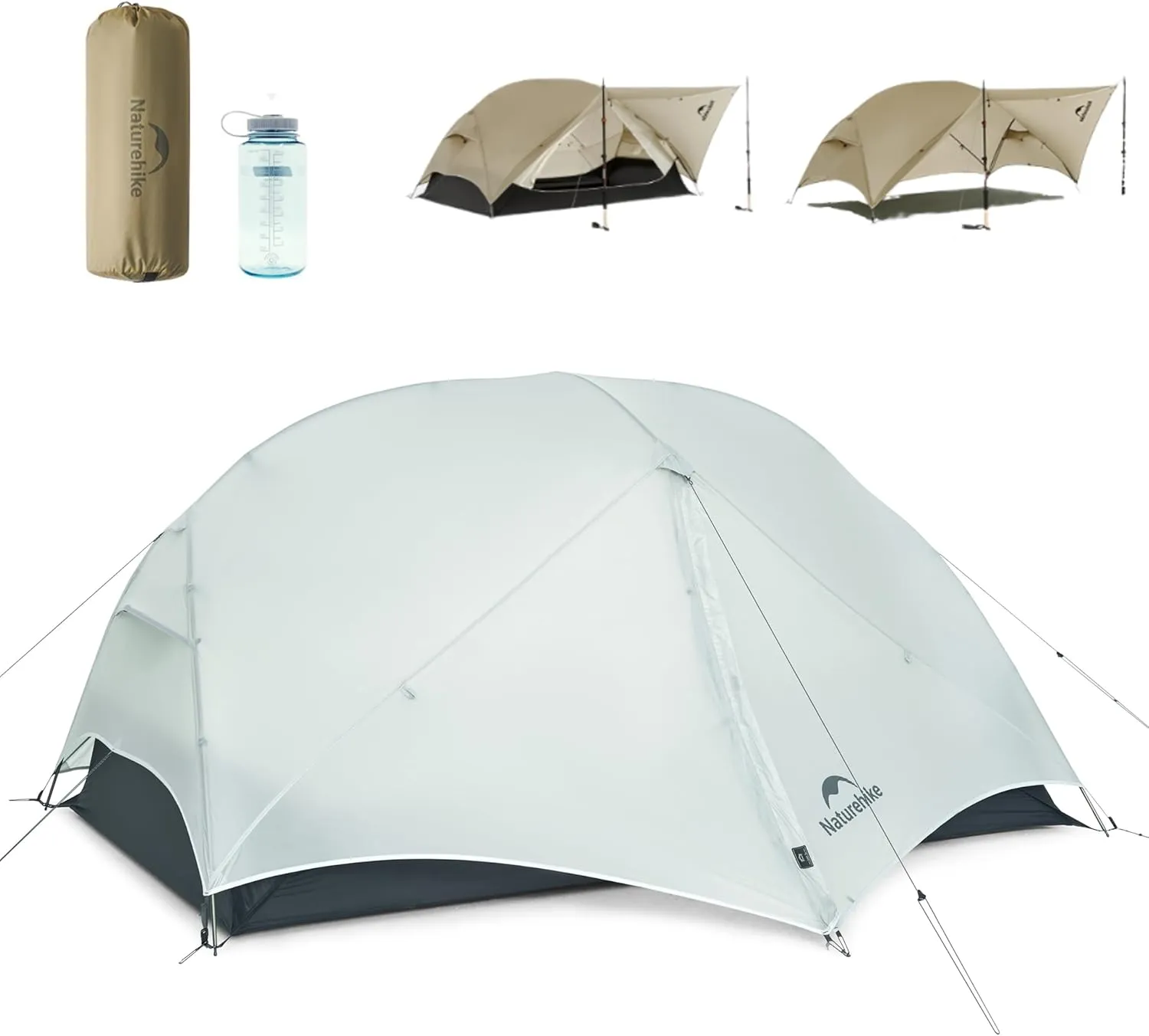 Naturehike Mongar UL Tent [2025 Upgrade] 1.5kg/3.3lb Ultralight Tents,1/2 Person Backpacking Tent,4 Modes of use, Waterproof,Hiking Tents for Camping with Front Porch,Easy Set up