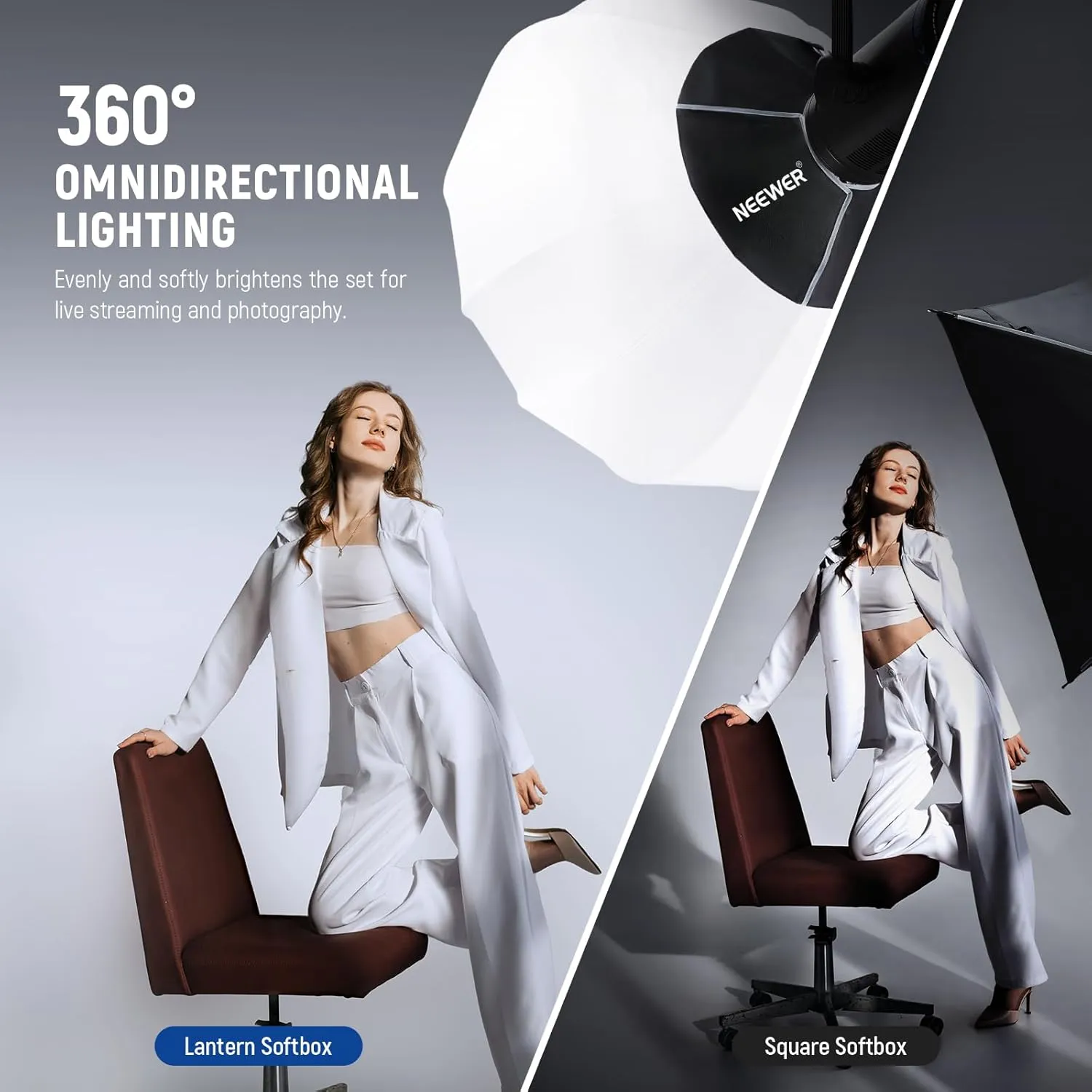 NEEWER 33.5"/85cm Lantern Softbox, Quick Release 360° Light Diffuser Bowens Mount Softbox with Lightweight Nylon Alloy for RGB CB60 CB60B CB200B MS60B MS60C MS150B Continuous LED Video Lights, NS35L