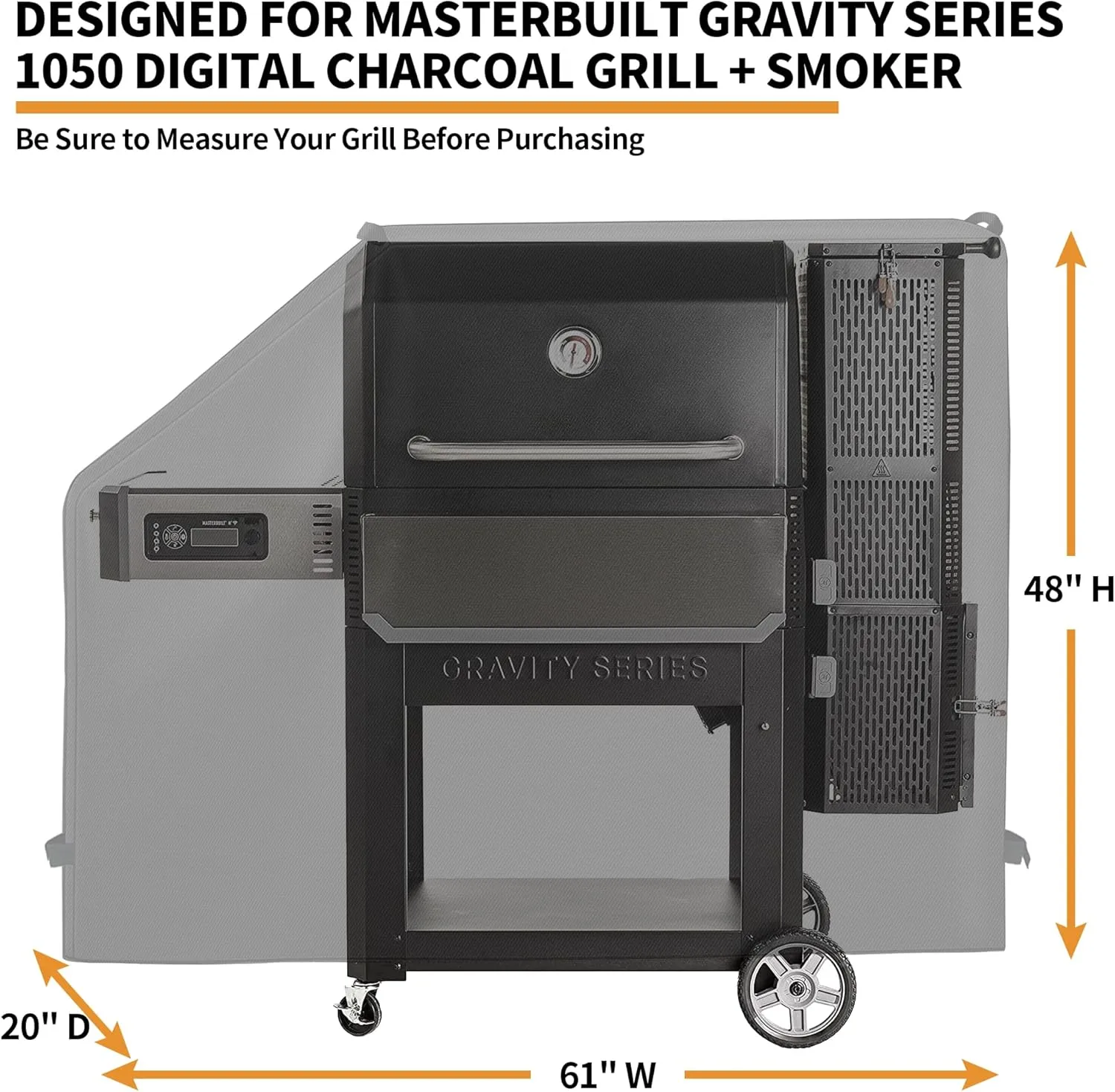 NEXCOVER Grill Cover - Compatible with Masterbuilt Gravity Series 1050 Digital Charcoal Grill, Waterproof Smoker Cover,Heavy Duty BBQ Cover, Fade Resistant Barbecue Cover, Anti-UV & Weather Resistant.
