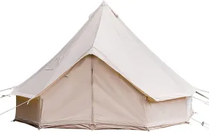NIEH 4 Season Cotton Canvas Yurt Tent with Stove Jacks, 5M / 16.4ft Canvas Bell Tent, Big Space Camping Yurt Style Tent for Family Camping Picnic
