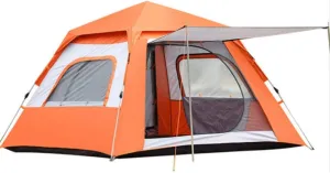 NIEH Full Holiday Family Tent for 3-4 Persons, Pop Up Tent Sun Shade Anti UV for Beach/Hiking/Backpacking/Fishing Instant 4 Season Sun Shelter, Orange