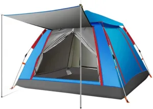 NIEH Two Doors 4 Season Tent for 3-4 Persons, Camping Automatic Pop Up Tent Sun Shade Anti UV for Beach/Hiking/Backpacking/Fishing Instant Sun Shelter Canopy, Blue