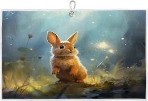 Night Rabbits Flowers Golf Towel with Heavy Duty Carabiner Clip Quick Dry Ultra Absorbent Club Ball Cleaning Towel Golf Accessories for Men Women