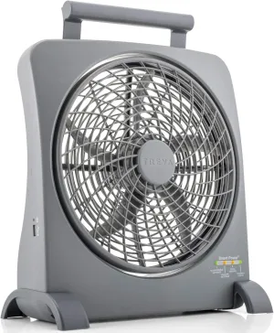 O2COOL Treva 10 inch Rechargeable Portable Fan Smart Power Air Circulator. Plug-In AC Adapter and Battery Powered, USB Charging Port, For Camping Travel and Indoors Use